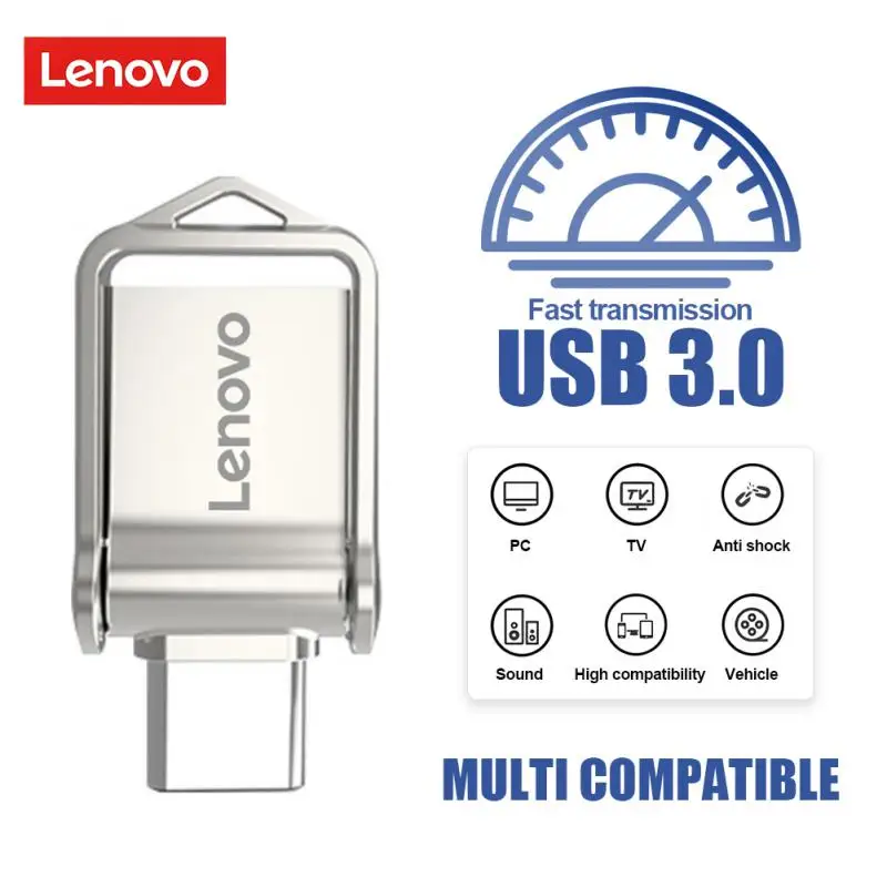 

Lenovo USB 3.0 высокоскоростной флеш-накопитель 2in1 тип мини-USB флэш-накопители 128 ГБ 256 ГБ 512 ГБ 1 ТБ металлический PenDrive портативный вращающийся