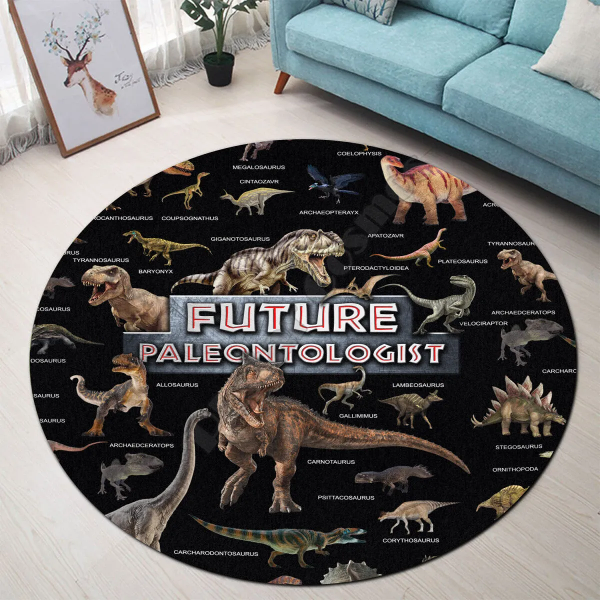 

Love Dinosaur Premium Round Rug 3D Rug Non-slip Mat Dining Room Living Room Soft Bedroom Carpet 06