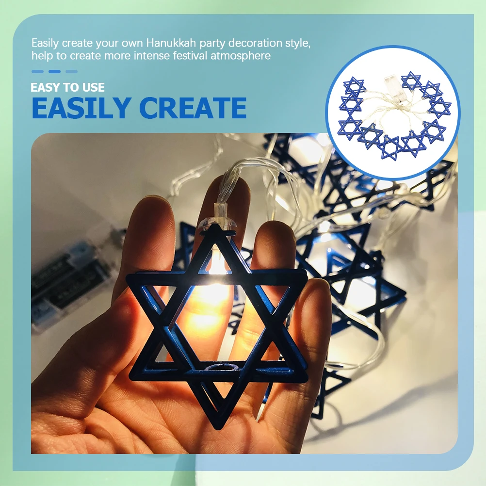

Hanukkah Star Of David String Light Battery String Lights Hanukkah Festival Decor 1.65 Meters 10 LED Party Decor