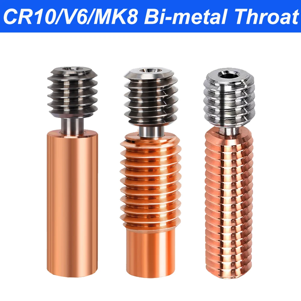 

High Quality E3D V6 Throat 3D3D Printer Parts CR10 Bi-metal Heatbreak Plated Copper MK8 Throats For Ender 3 3Pro CR10 CR10S