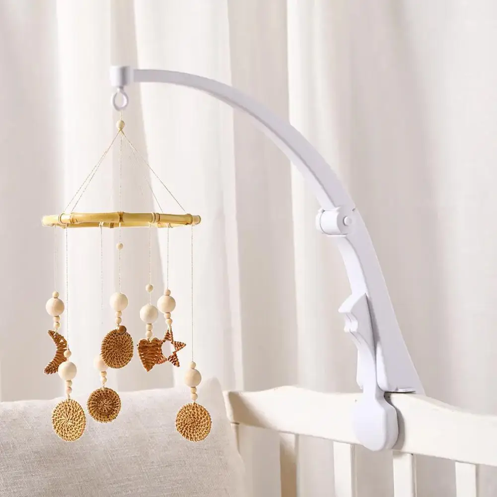 

Baby Imitation Wood Grain Stand Music Box Bed Bell Wall Height Crib Bedroom Decor Bell Adjustable Stand Crib Bell Accessori Q6K3