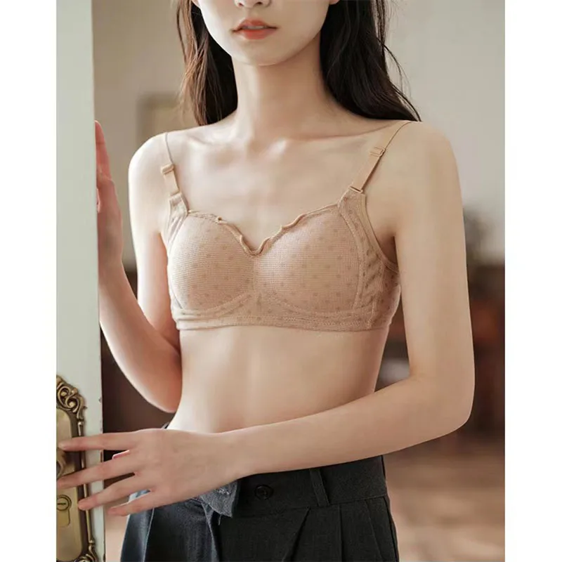 3 шт. тонкий бюстгальтер с принтом в горошек для девочек