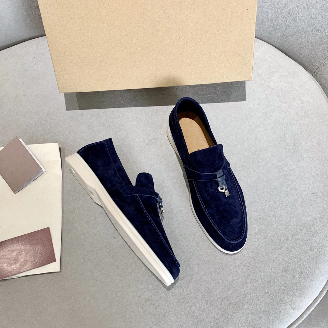 Summer New Walking Leather Loafers 2023 Top Comfortable Fashion soft Sole Casual LP Shoes For Men And Women