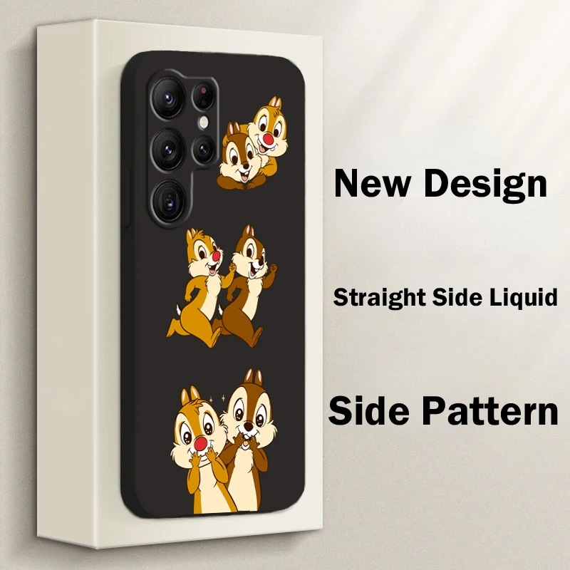 

Disney Chip 'n' Dale Anime Cute For Samsung S23 S22 S21 Ultra S20 FE S10 S9 Plus Lite 5G Liquid Rope Phone Case Cover
