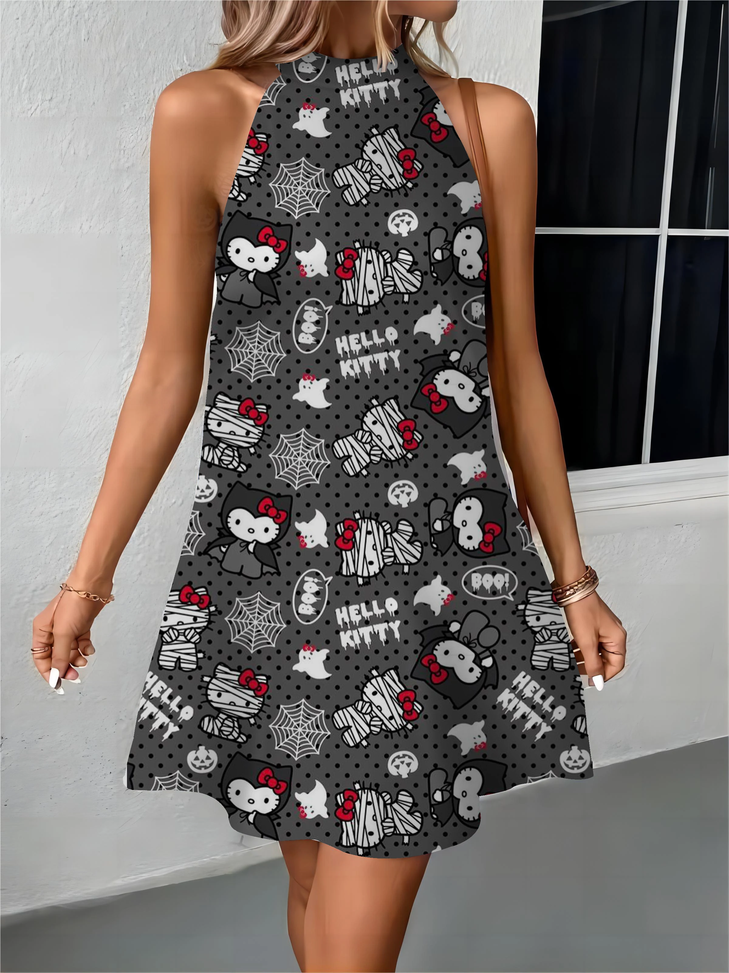 Robe de Plage Élégante avec Nminist потелы d Décolmétrage pour Femme Tablier Hello Kitty à la Mode ix Soirée Été 2024