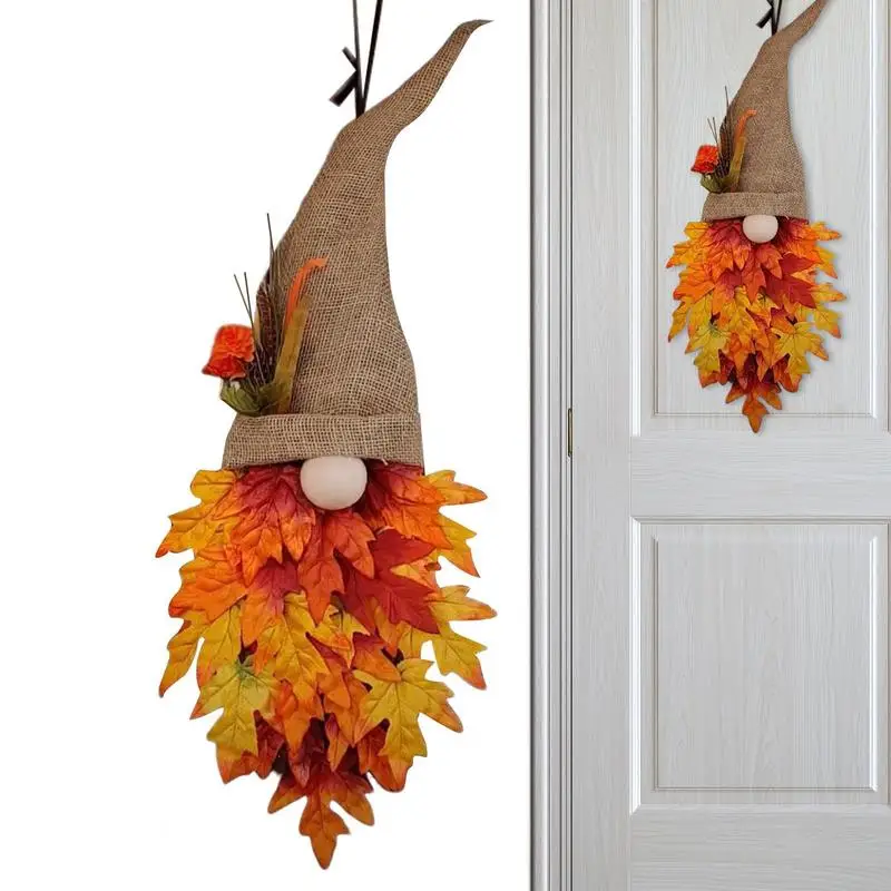 

Осенний дверной венок, венок гнома, гирлянда на День Благодарения, сезонный декор, деревенский очаровательный венок для двери, прихожей, стен, крыльца, двора