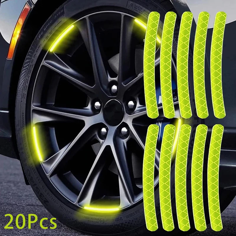 

20/40Pcs Car Sticker Wheel Redtube LogoHub Reflective Tire Rim Luminous Stickers Roadway Safety for Auto Motorcycle Bicycle