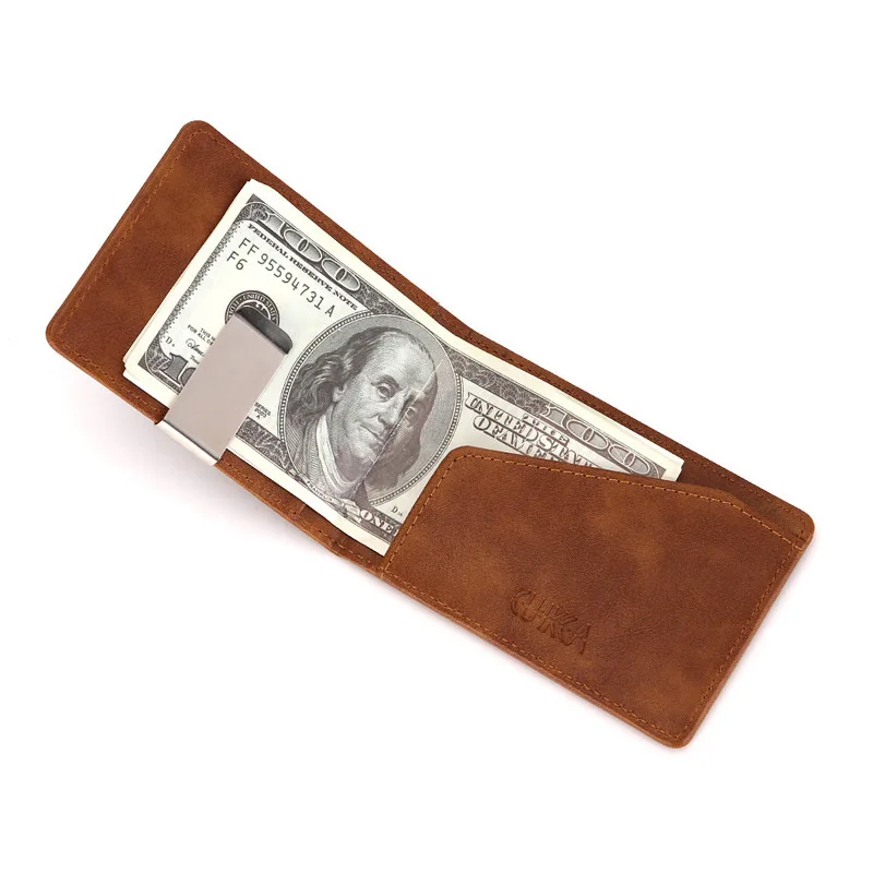 

Leather Multifunctional New Wallet Fashion Money Metal Money Man Purses Holder Card Thin Cash Women Clamp Men's For Clips