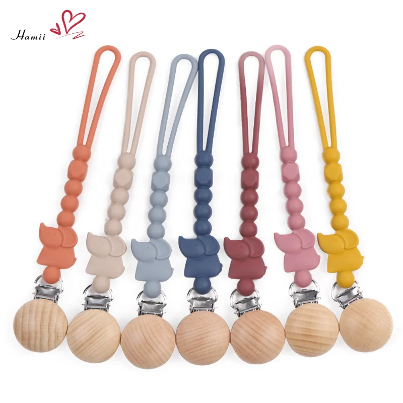 

Silicone Baby Pacifier Chain Clip Cute Cartoon Elephant Baby Pacifier Clip Holder Newborn Nipples Kids Baby Teething Chew Toy