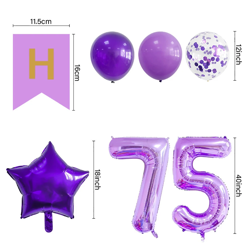 Purple Balloon Party Decor Birthday Party Decorations Happy Birthday Banner Purple Confetti Balloons Number Balloon Arch Garlan images - 6