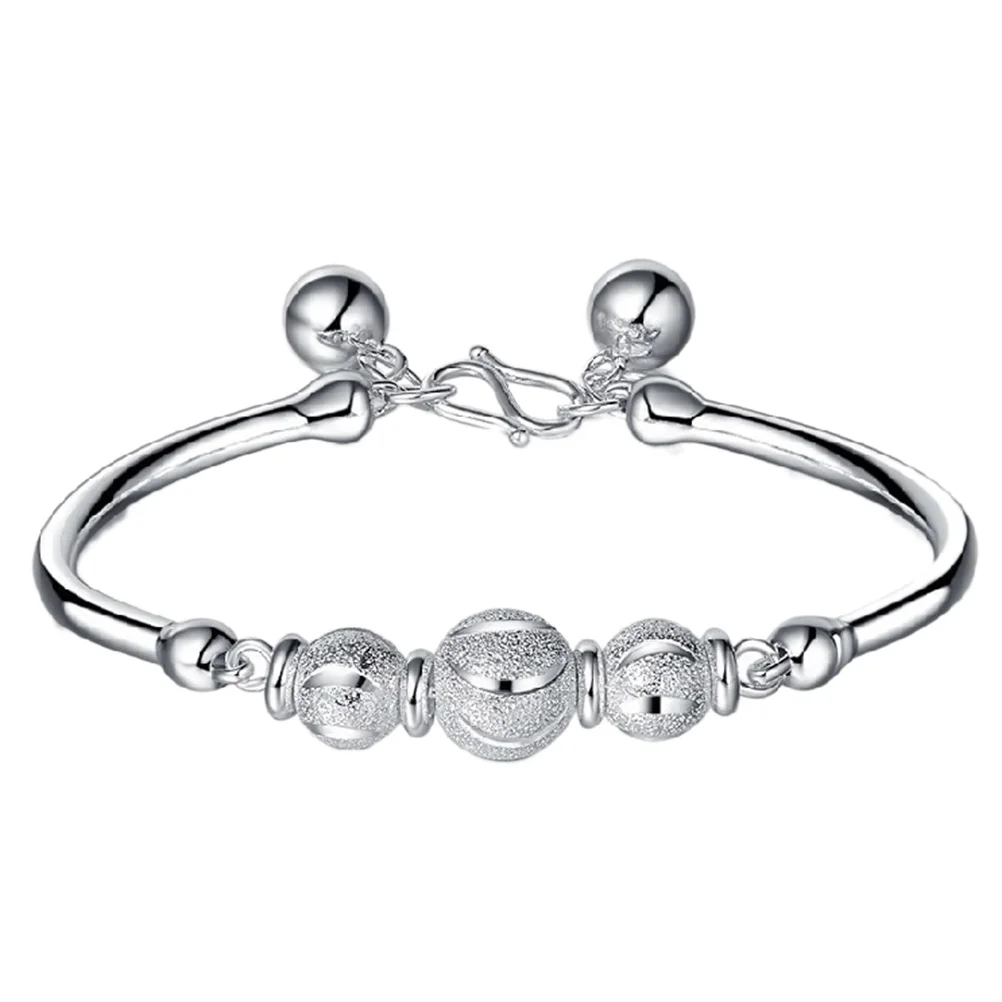 

Silver Bracelet Female Transit Beads Crescent Moon Bracelet Bangle Statement Jewelry