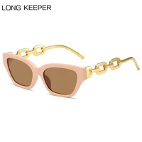 retro cat eye frame sunglasses women fashion brand design chain leg sun glasses for ladies luxury golden square eyelasses uv400