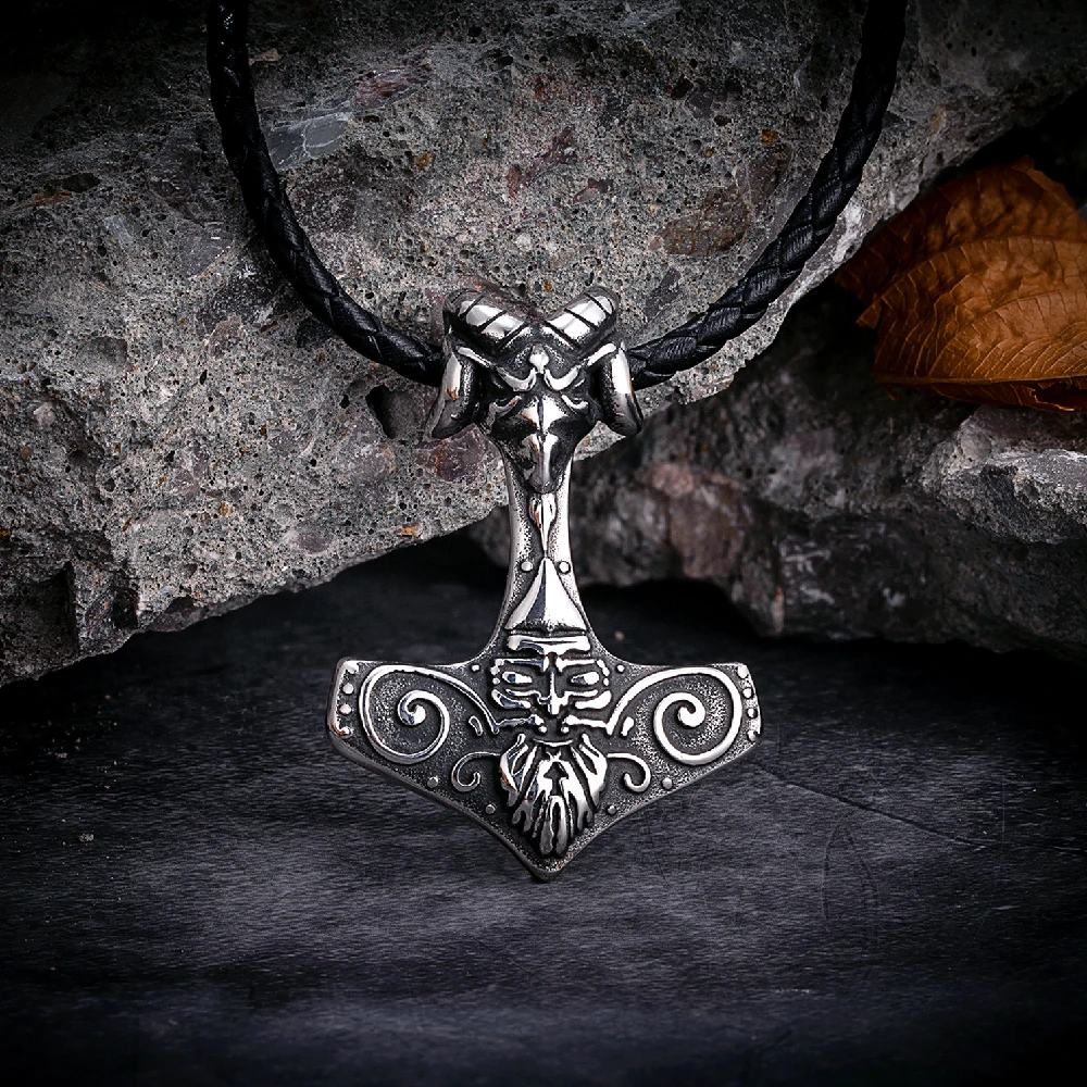 Ожерелья в стиле панк с козьей головой подвеска виде молота амулет из