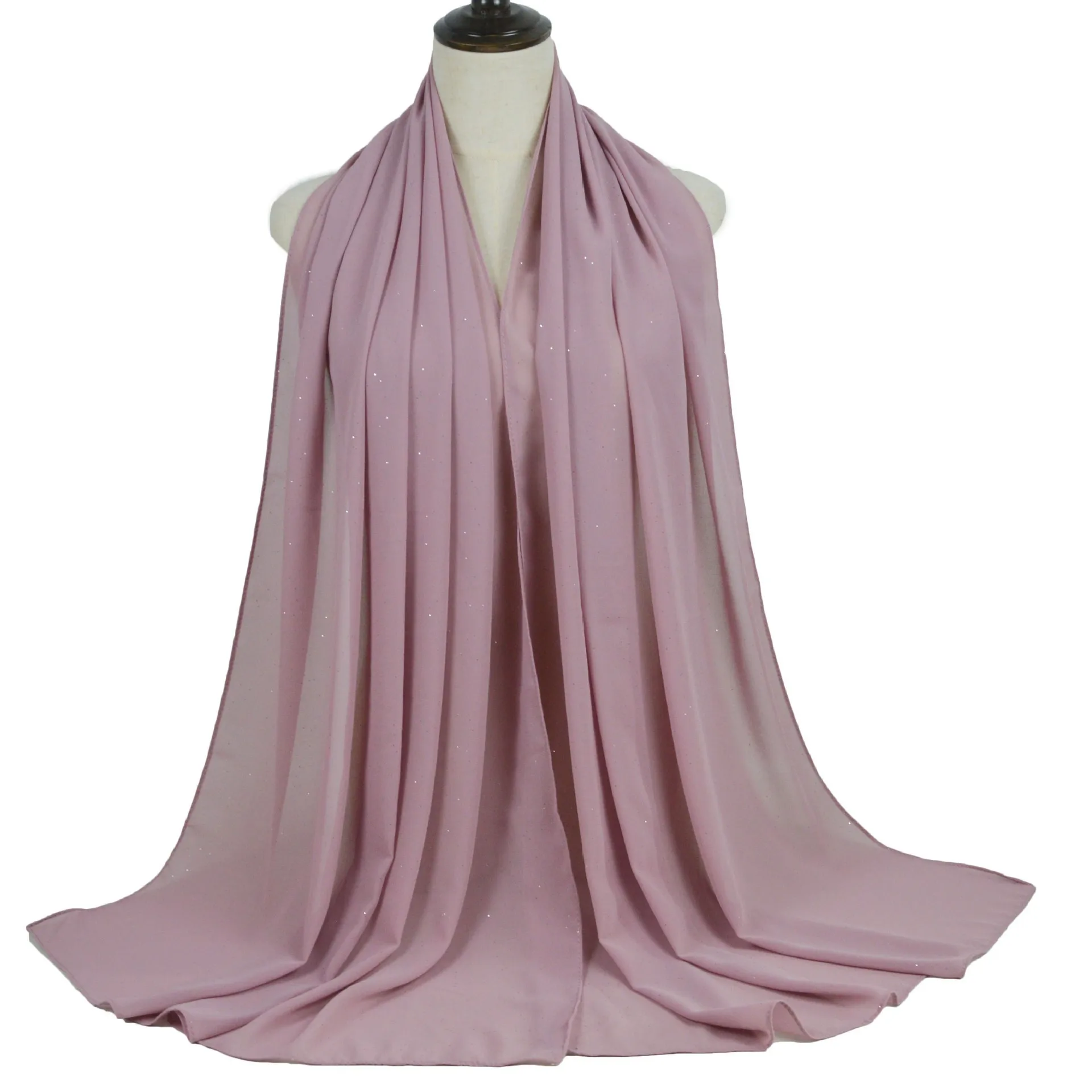 Sequins Bubble Chiffon Hijab Scarf Women Muslim Headscarf Plain Shimmer Turban Solid  Islamic Shawls and Wraps Pashmina Stoles