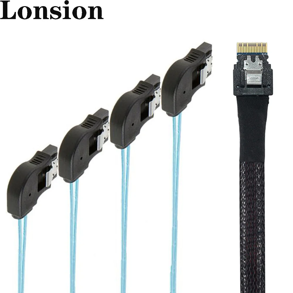 Высокоскоростной адаптер PCIE Slimline SAS 4,0 38P Φ 4i to 4 SATA с 7P прямоугольным гнездовым разъемом