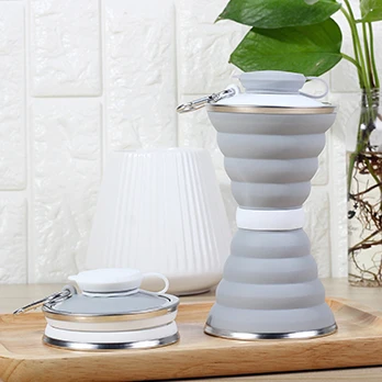 

Silicone Folding Cup With Dust-Proof Cover Lid Portable Outdoor Coffee Cups Travel Sport Water Cup Telescopic Collapsible Cup