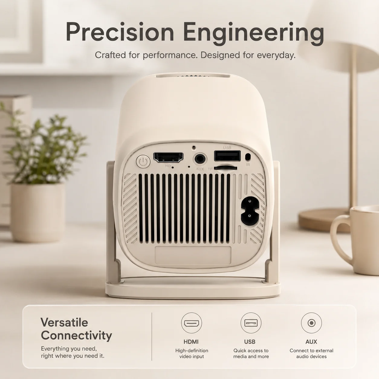 Фото 2026 V2 Нативный 4K Smart мини-проектор, LED, двойной Wi-Fi, Bluetooth, более 500 телевизионных каналов в 80+ регионах, домашний кинотеатр с низким уровнем шума №5