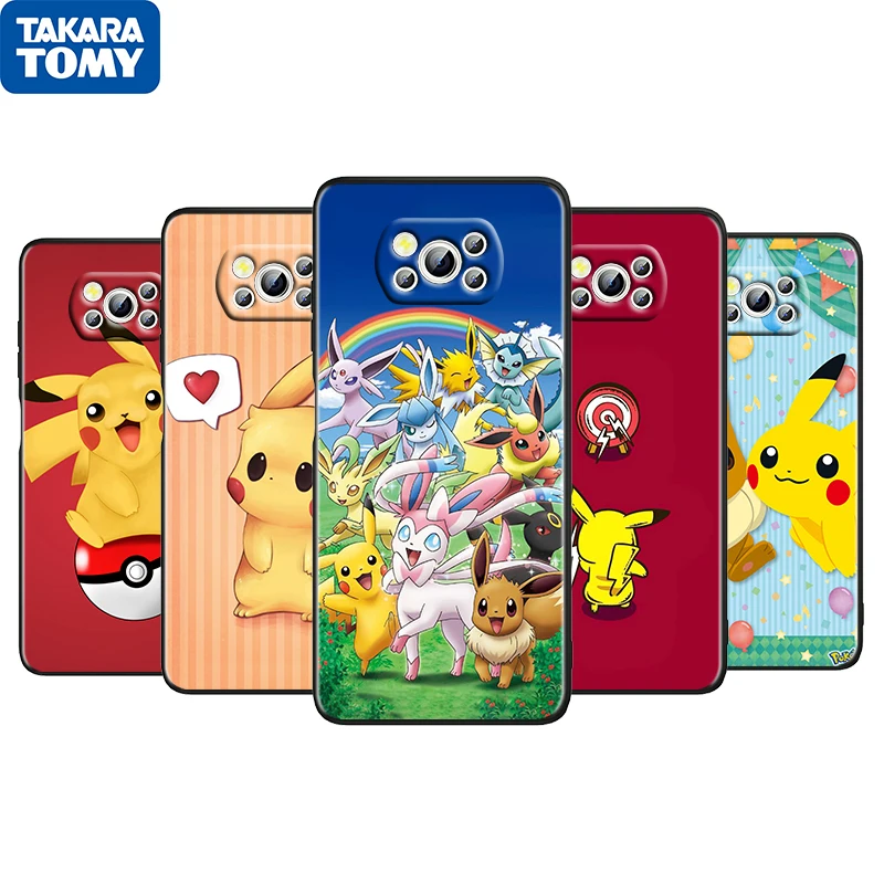 

Cartoon Pokemon Pikachu For Xiaomi Poco M4 X3 F3 GT NFC M3 C3 M2 F2 F1 X2 Pro Mi Mix3 Silicone Black Phone Case Funda Coque Capa