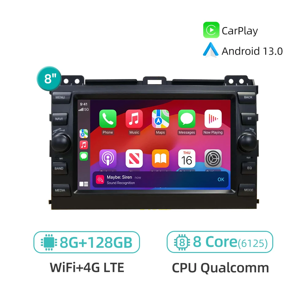 

Android 13.0 для Toyota Land Cruiser Prado 120 LC120 2003-2009 Автомобильный радиоприемник Мультимедийный плеер CarPlay 4G WiFi Bluetooth-навигация