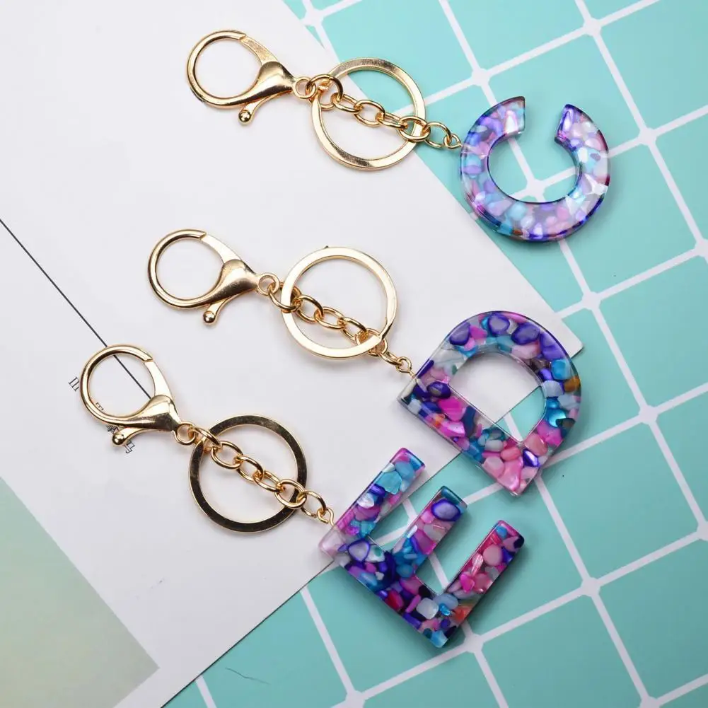 

Key Ring Rhinestone Decor Exquisite Workmanship Translucent Hollowed-Out English Alphabet Keyring for Women