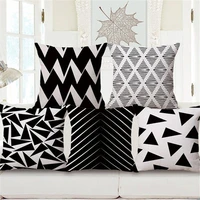 18 inches stylish black and white geometry linen home decor pillowcase car couches sofa cushion cover home textils pillow case