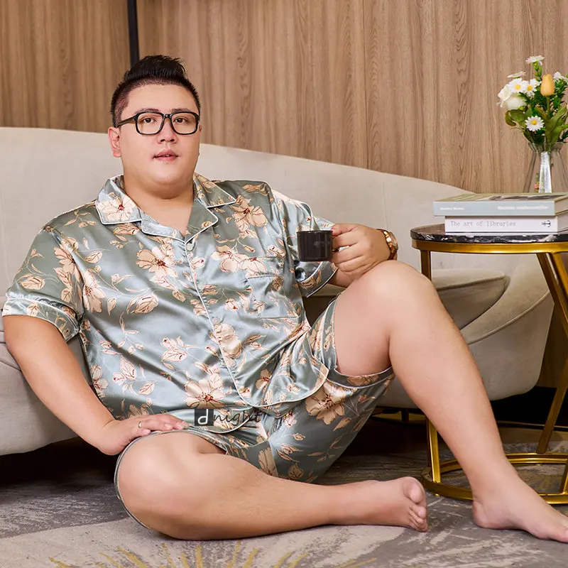 Summer Mens Pajamas set Short Tops Short Pants Sets Pyjamas Stripe Men Sleepwear Pijamas Homewear Large Size 7XL Sleepwear