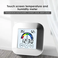 050 degree lcd digital thermometer hygrometer indoor weather station for home temperature and humidity sensor clock