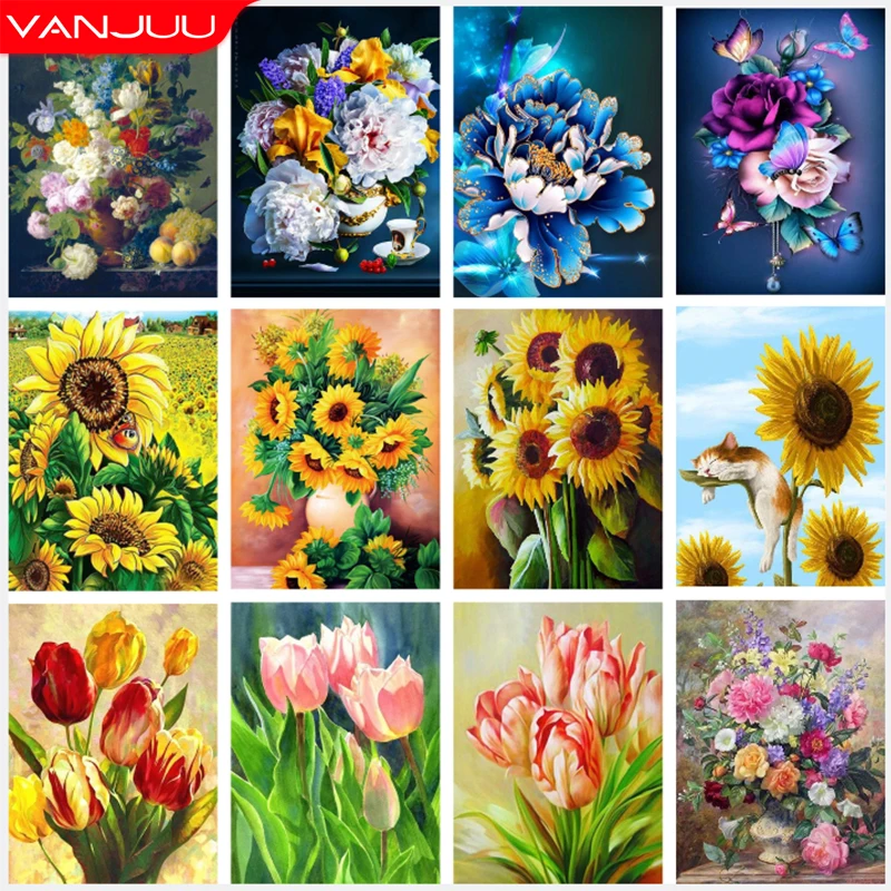 

5D DIY Diamond Painting Flower Rose Diamond Embroidery Mosaic Flowers Diamond Cross Stitch Kit Home Decor