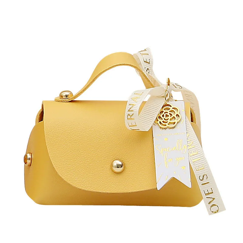 Leather Gift Box Handbag Shape Ribbon Bow with Hand Candy Bag Packaging Wedding Favors Baby Shower Party Supply |