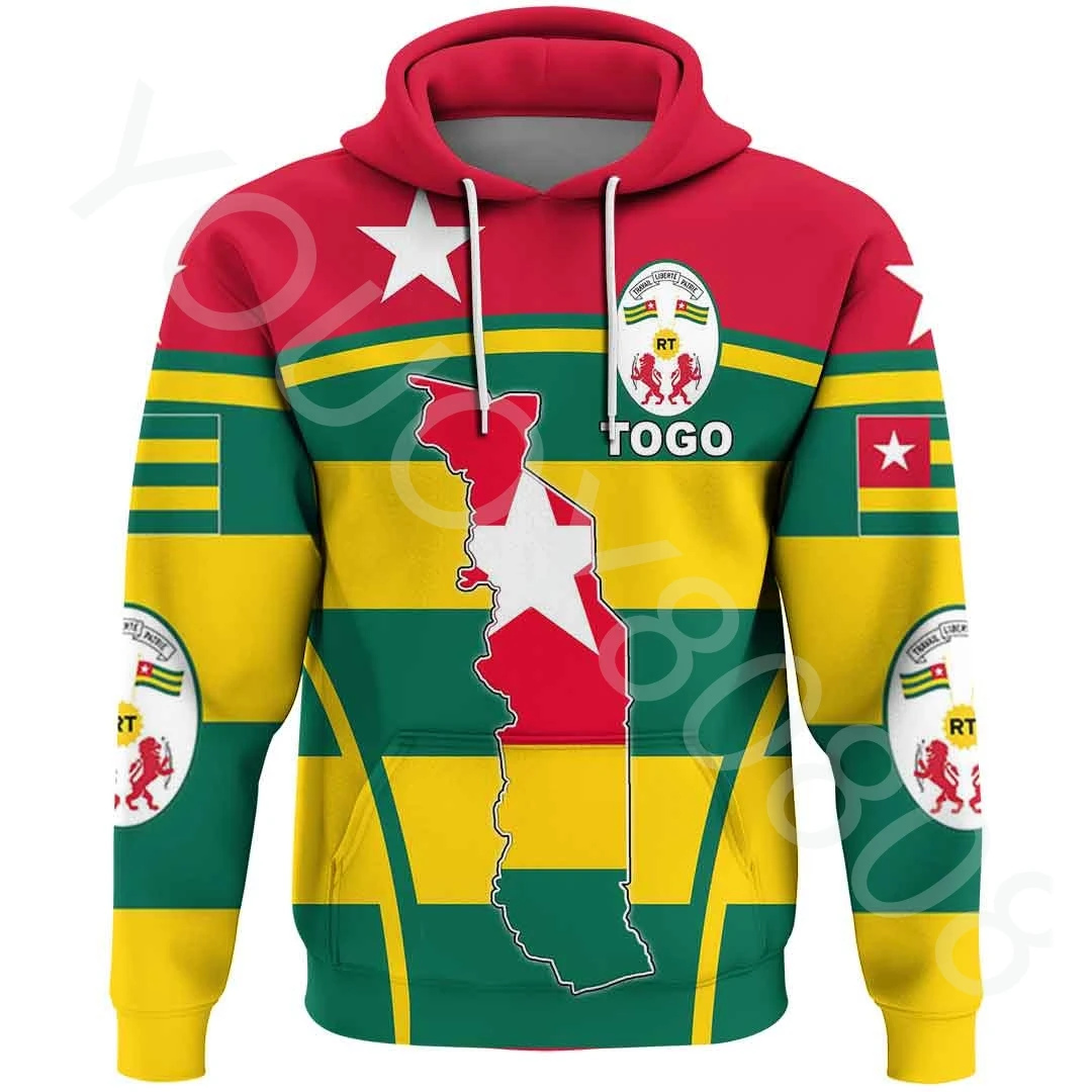 

Men's Sweater 3D Printed African Region Togo Logo Pullover Hoodie Retro Harajuku Casual Sportswear Zip Hoodie