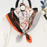 7070cm new lock print silk scarf women thin fashion headband accessories professional square scarf hairband bag ribbons