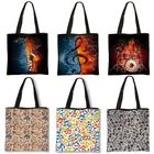 Сумка-тоут для музыкальных инструментов, многоразовая Женская сумочка для покупок в стиле джаз, рок, хипстерская Дорожная сумка на плечо для музыкальных заметок