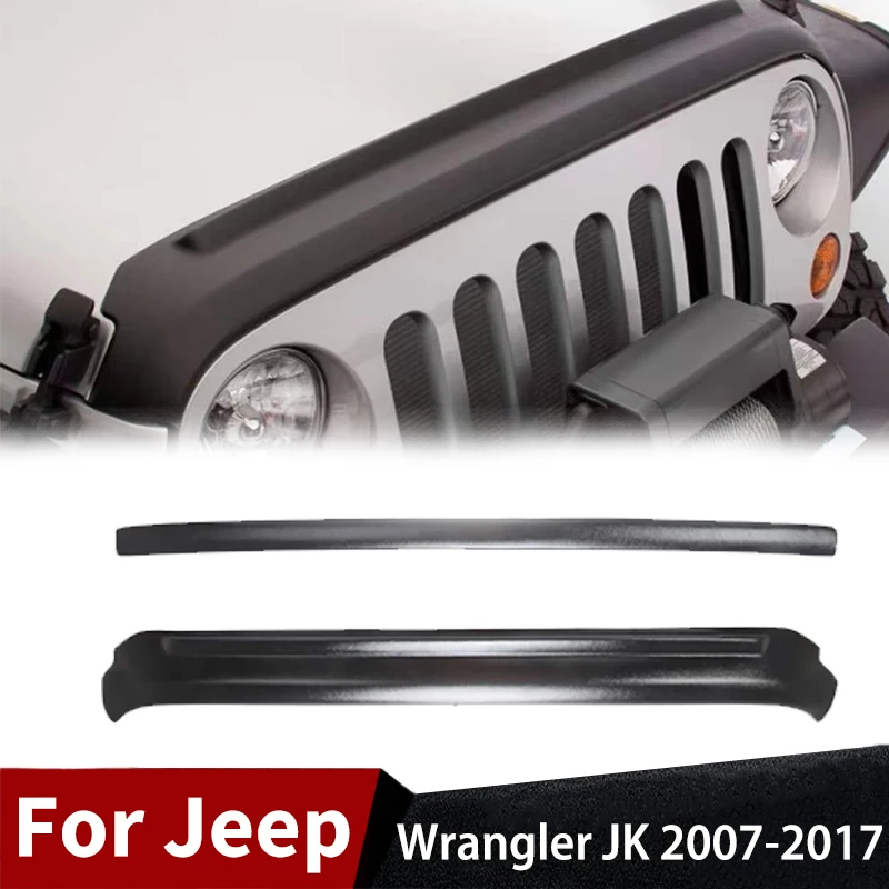 Фото Для Jeep Wrangler JK 2007-2017 передняя защита капота, защитная крышка из песчаника, воздушный дефлектор, защита от ошибок, рамка капота двигателя №1