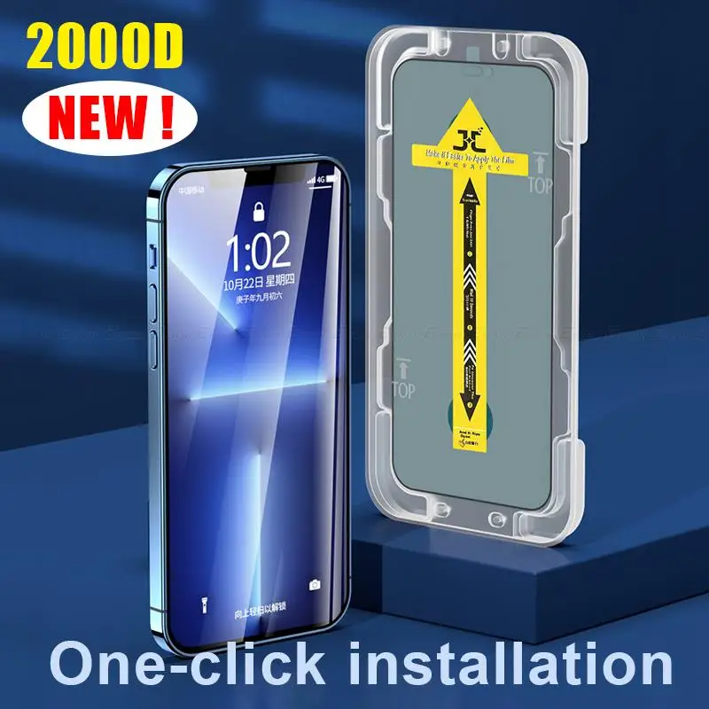 

For iPhone 13 12 11 Pro Max mini XS X XR Easy Install HD Screen Protector Full Cover Anti-Spy Protective Film Case Friendly