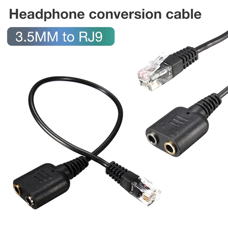 

Dual 3.5MM to RJ9 Cable Computer PC Headset Earphone to Telephone Adapter Head Headphone Converter Jack Adapter Convertor RJ-9