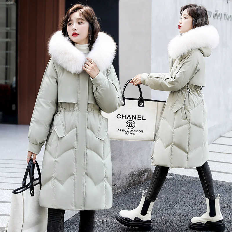 

Down Jacket Women 2022 Winter New Down Jacket Women's Korean Version Medium Long Large Feather Collar Slim Down Jacket