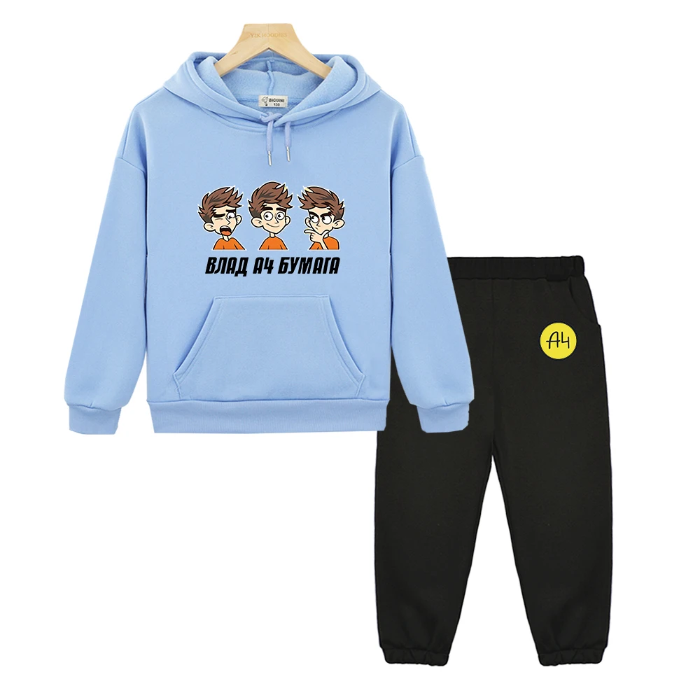 мерч а4 Hoodies Suit Lamba Children's Clothing Boy Sets Spring New Влад Бумага A4 Girl's Sweatshirt with Hood Jacket Tops Pants