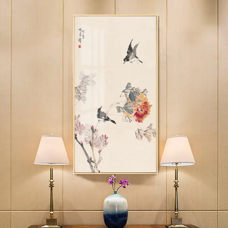 Retro Chinese Style Plant Flower Bird Magnolia Wall Art Canvas Painting Posters Pictures Print For Office Living Room Home Décor