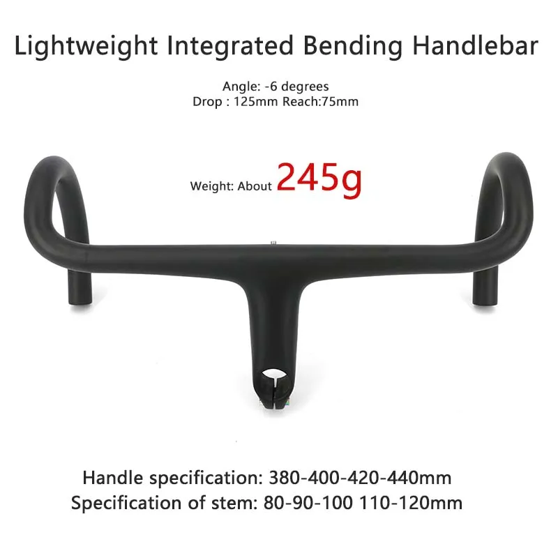 rowerowa zintegrowana zakrzywiona kierownica do wyścigów szosowych 245g wyścigowa wzór UD lekka szosowa z włókna węglowego