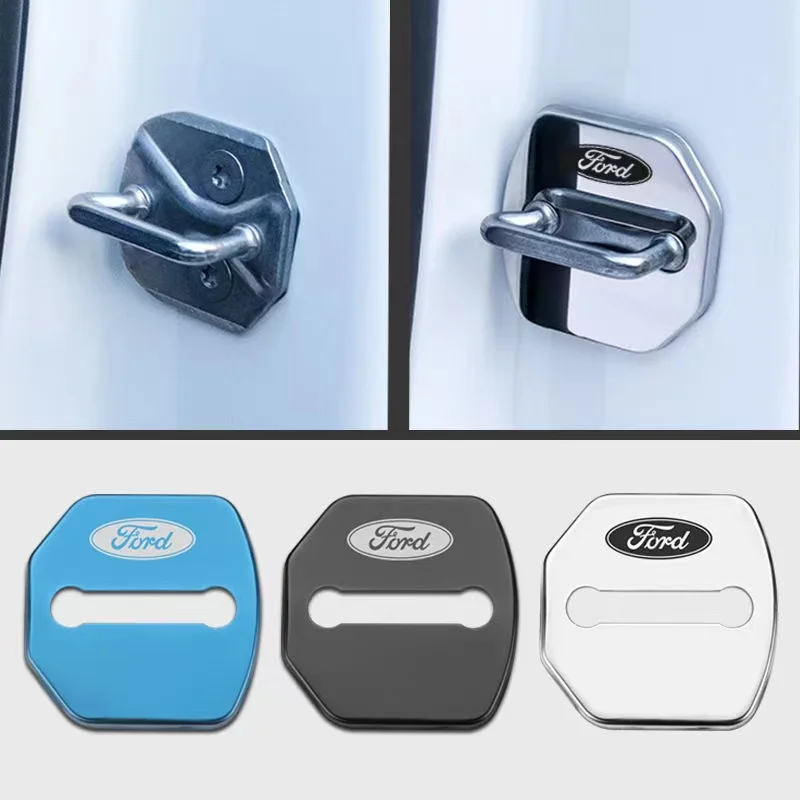 

4PCS/set Car Door Lock Cover Emblem Protect Buckle Cover or Ford focus Fiesta ranger fusion Mustang transit Sticker Accessories