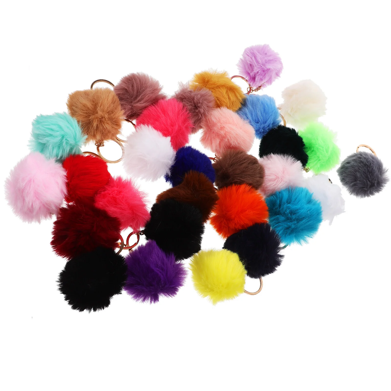 

30 Pcs Keychains Backpacks Wallet Cute Pompom Accessories Lovely Pendant Imitation Rex Rabbit Fur Bag Ring Miss