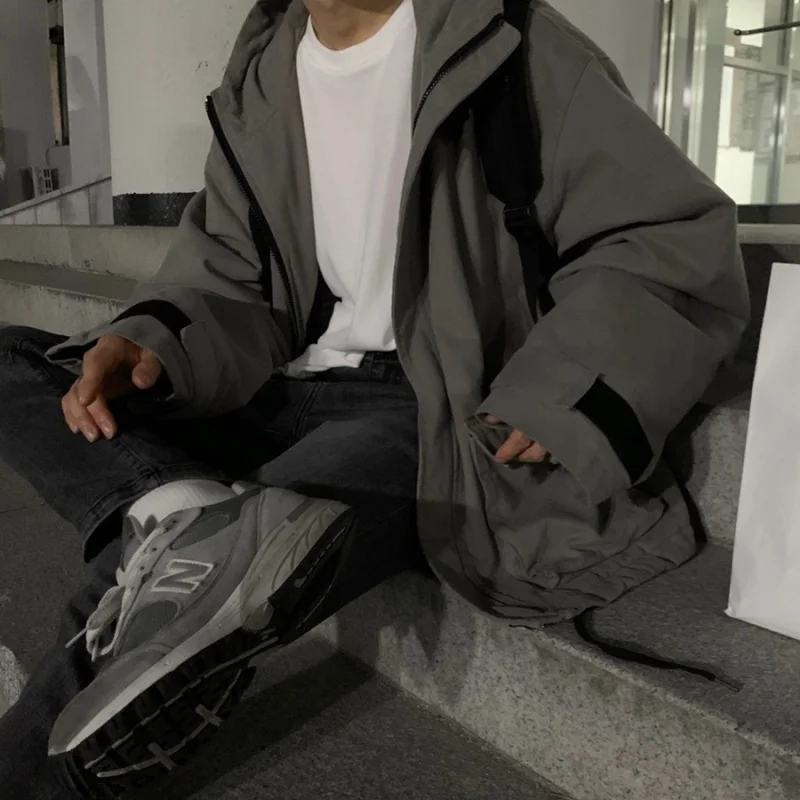 Winter Jacket Men Warm Fashion Thickened Pocket Hooded Jacket Men Streetwear Korean Loose Thick Short Coat Mens Parker Clothes