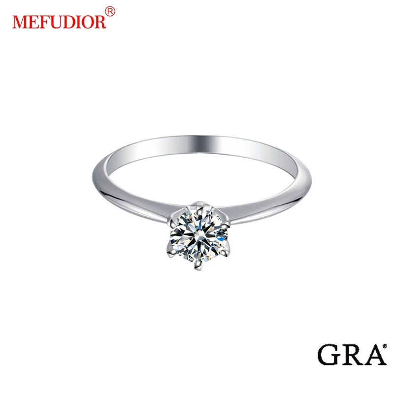 

Simple Wedding Classic 6 Claw 18K White Gold Sterling silver 0.5CT Round Moissanite Diamond Ring Jewelry with Certificate M03E