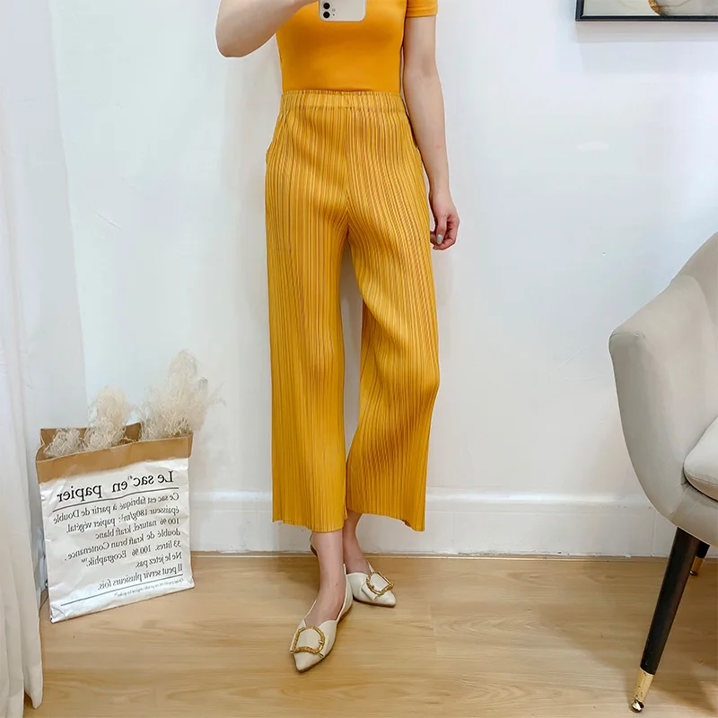 

Брюки-султанки Miyake женские плиссированные, повседневные Тонкие штаны с свободной талией, показывают темперамент, на лето