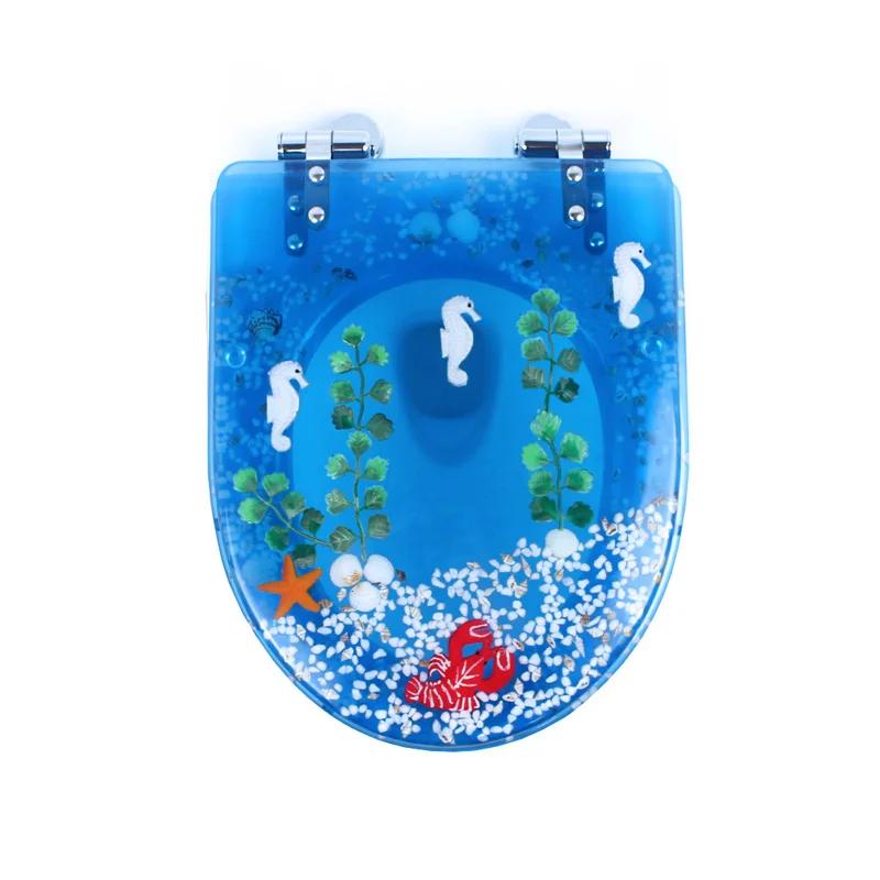 48*38CM High-grade Light blue beautiful Resin toilet seat cover |