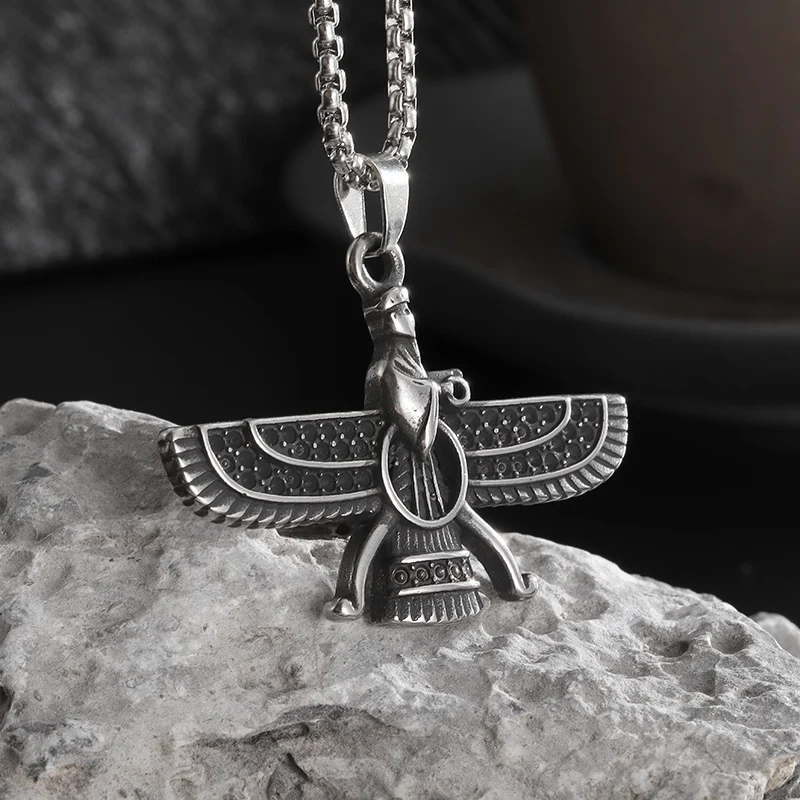 Ожерелье-подвеска из нержавеющей стали с символом Ахура, Mazda, фарвагар, зороастриан, персидский ахреанянят