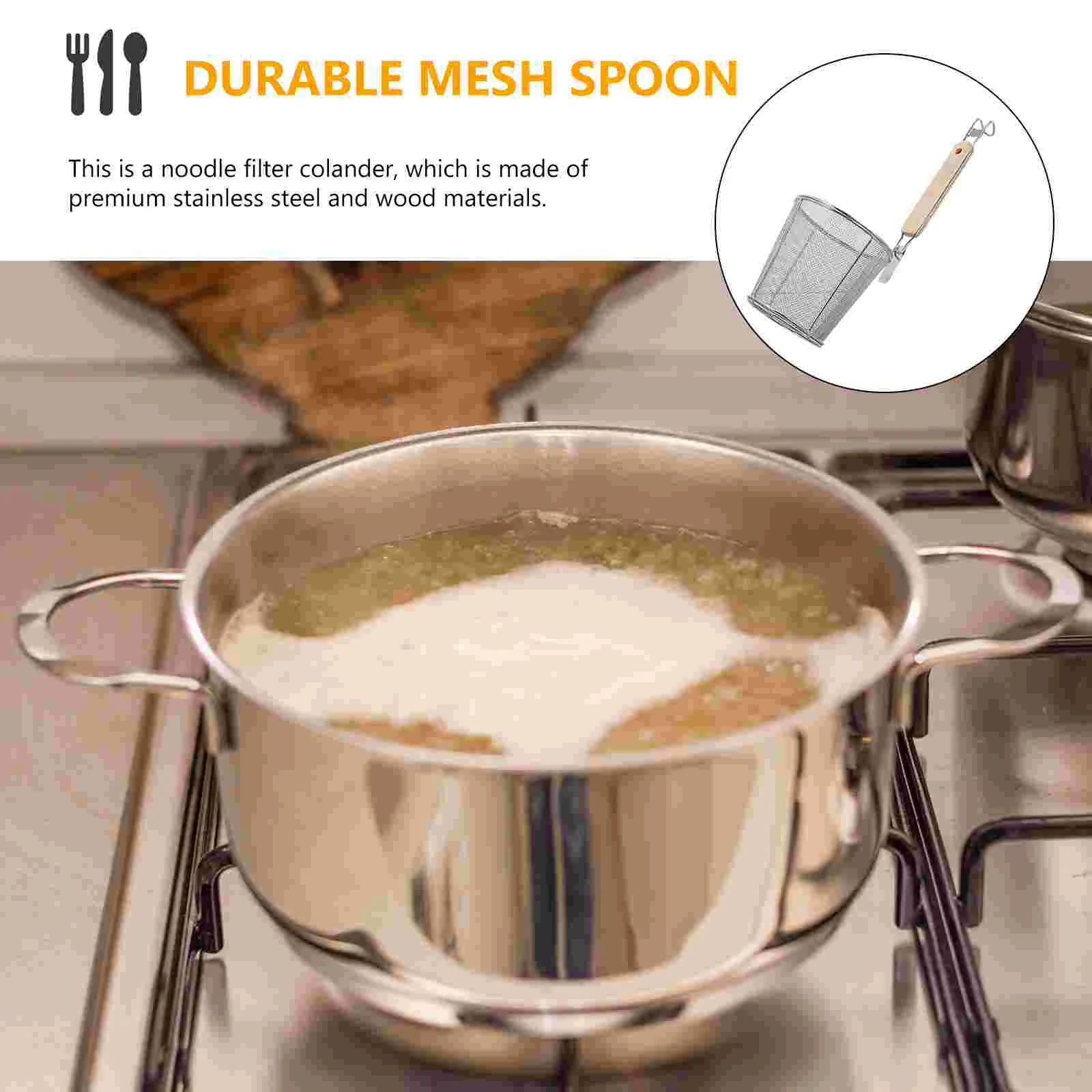 

Strainer Basket Noodle Pasta Mesh Food Spoon Colander Skimmer Kitchen Steel Stainless Filter Strainers Pot Dumpling Fine Scoop