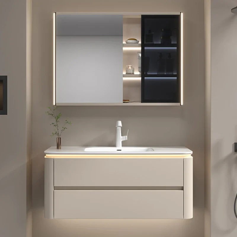 Полка для хранения шкафа ванной комнаты современные ящики шкаф раковина