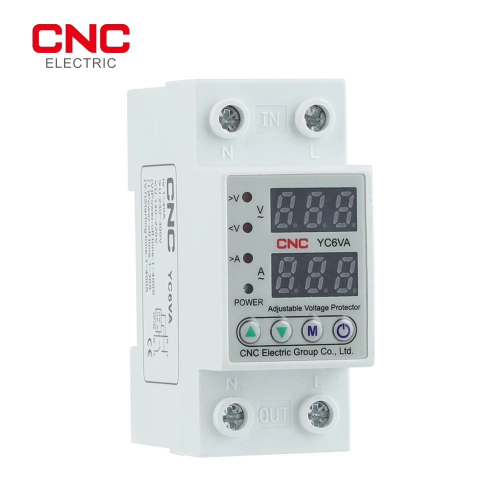 CNC YC6VA Dual LED Display 230V Din Rail Adjustable Over Under Voltage Current Protective Device Protector Relay
