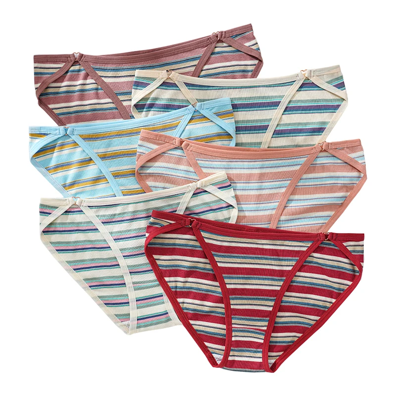 Женское нижнее белье в радужную полоску бесшовные трусики для девочек трусы с
